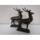 A pair of cast metal figures - stags