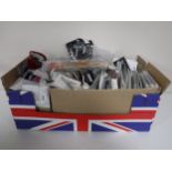 A box of Front Row fashion jewellery, costume jewellery,