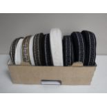 A box of nine spools of Silver Cross pram trim