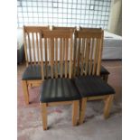 A set of five pine farmhouse high backed dining chairs