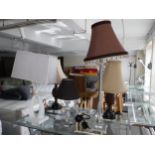 Six assorted contemporary table lamps with shades