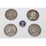Four Victorian Crowns; 1889 (X2), 1890, and 1894.