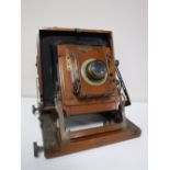 A Thornton Pickard mahogany plate camera with Aldis Duo lens 10165.