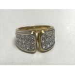 An 18ct gold pave set diamond ring, size M, 8.7g.