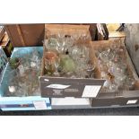 Three boxes of assorted glass ware