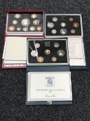 Three Royal Mint proof coin collections.