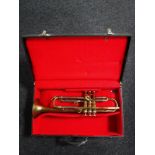 A Boosey and Hawkes brass trumpet in case,