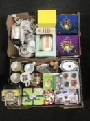 Two boxes of Ringtons boxed and unboxed china,