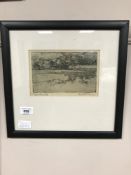 George Horton : Tynemouth Cliffs, etching, 19 cm x 13 cm, signed in pencil, framed.