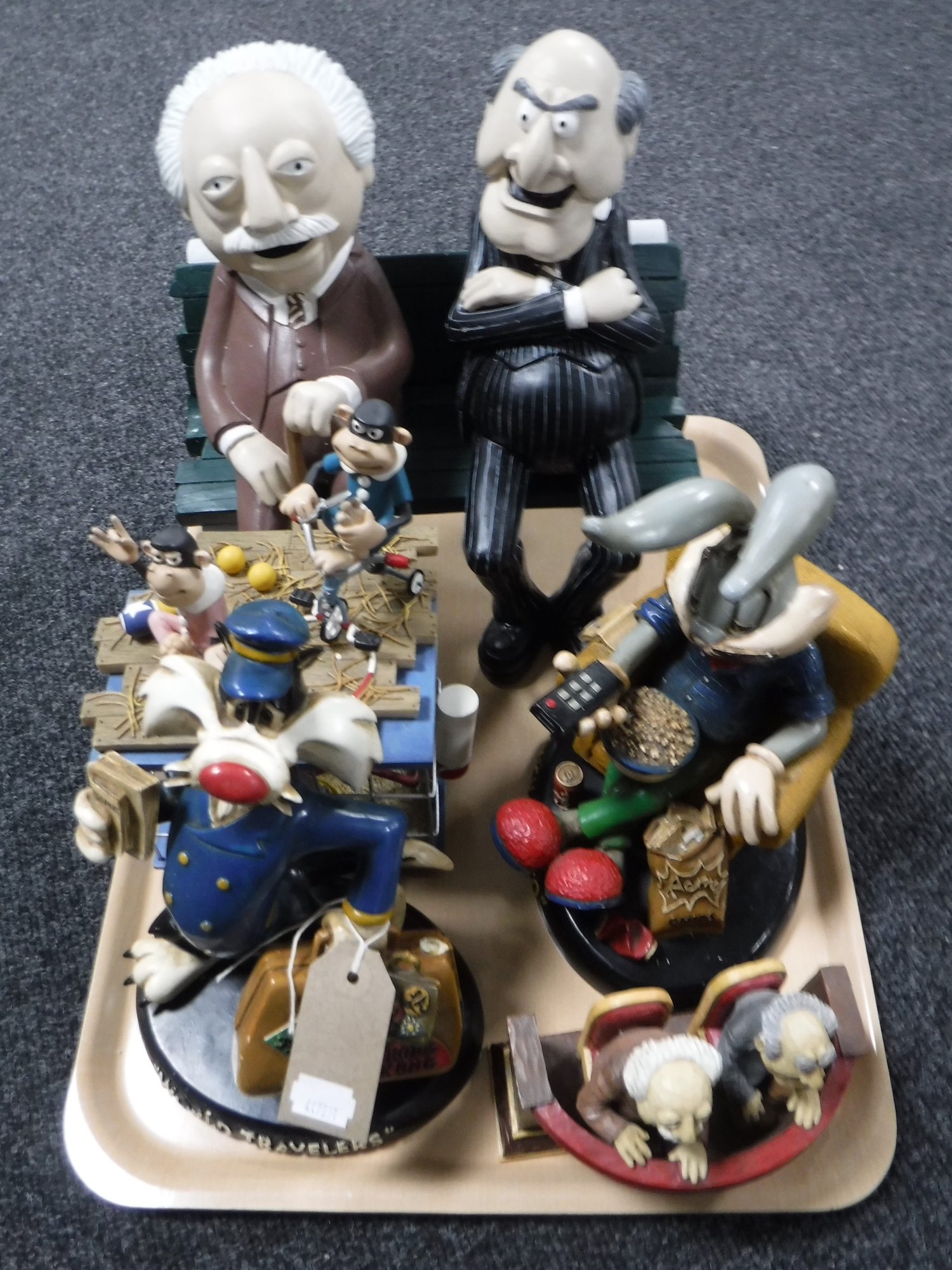 A tray of six contemporary figures - Creature Comforts, Bugs Bunny,