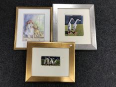 A framed Penny Ward nursery print and two framed prints of ducks