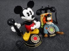 Two novelty Disney telephones - Mickey Mouse and Pluto