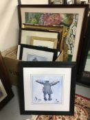 A collection of nine assorted framed pictures including three Jan Smith watercolours, Geordie Angel,