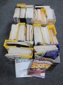 Three boxes of magazines;