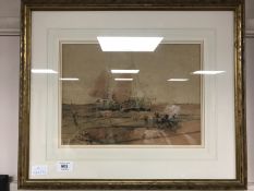 George Horton : Boats at low tide, watercolour, 33 cm x 24 cm, signed, framed.