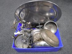 A box of plated wares, entree dishes, bowl,