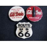 Three wooden advertisements - Route 66,