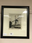 George Horton : Windmill in Holland, etching, 14 cm x 17 cm, signed in pencil, framed.