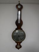 A rosewood barometer with silvered dial