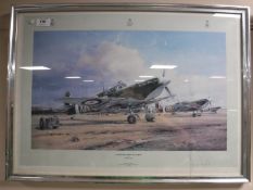 A framed Robert Taylor Eagle Squadron scramble print,