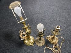 Three brass ship's lamps (continental wiring)