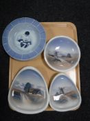 A tray of a pair of Bing and Grondahl bowls,