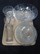 A tray of assorted glass ware including bowls,
