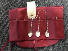 A set of six sterling silver mustard spoons