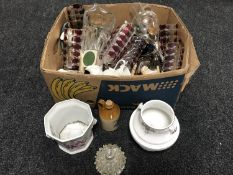 A box of assorted china, glass ware,