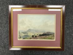 John Valentine : A shepherd with sheep in a mountainous landscape, watercolour, signed,