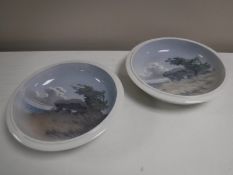 A pair of Royal Copenhagen bowls, width 25.5.