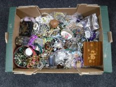 A box of costume jewellery, trinket box,