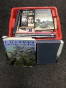 A crate of hard back books - military,