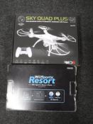 A boxed Nintendo Wii and a boxed Sky Quad plus drone with camera