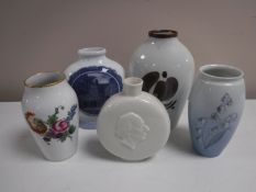 Five Royal Copenhagen vases,