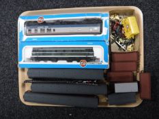 A tray of boxed Airfix Railways buffet car and diesel engine,