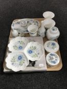 A tray of thirteen pieces of Wedgwood Clementine china,