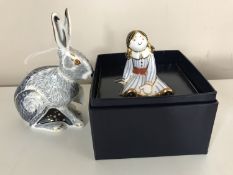 A Royal Crown Derby Starlight Hare paperweight with gold stopper,