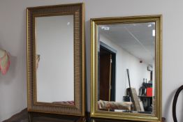 Two contemporary gilt overmantel mirrors