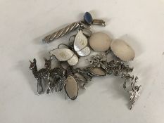 A collection of silver jewellery including a Norwegian enamel butterfly brooch (Q)