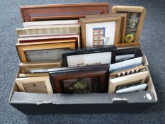 A box of framed pictures, framed tapestries,