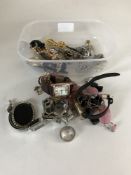 A small tub of watches and costume jewellery,