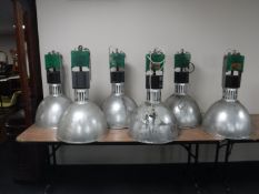 Six industrial halogen lights