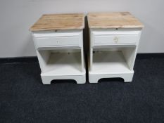 A pair of painted pine bedside stands