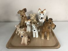 A tray of eight Sylvac dog figures