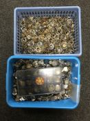 Two trays of wrist watch cases,