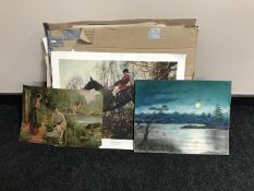 A folio of un-framed pictures and prints