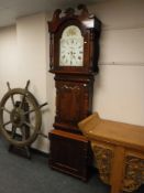 A Victorian mahogany eight day longcase clock with painted dial signed E. Wakefield of Gateshead.