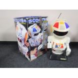 A boxed Scooter 2000 personal robot