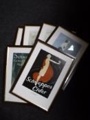 A set of six framed Schweppes advertising prints
